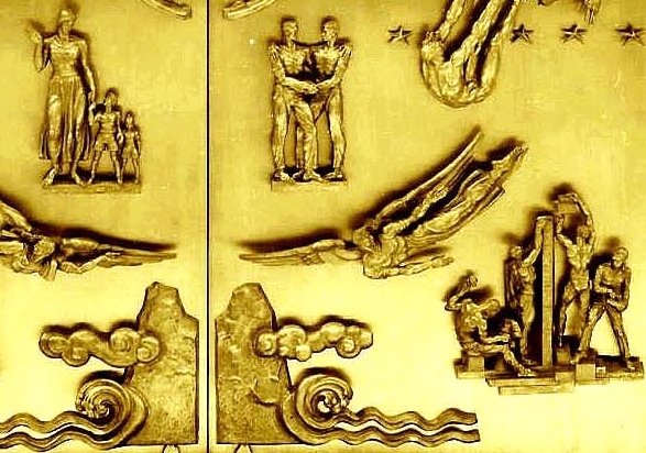 A portion of The Great Bronze door of The Shrine to Life atThe Mount of the House of the Lord.